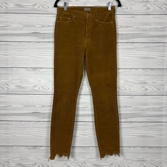 MOTHER High Waisted Looker Ankle Chew Brown Corduroy Pants Size 26 - Picture 2 of 14